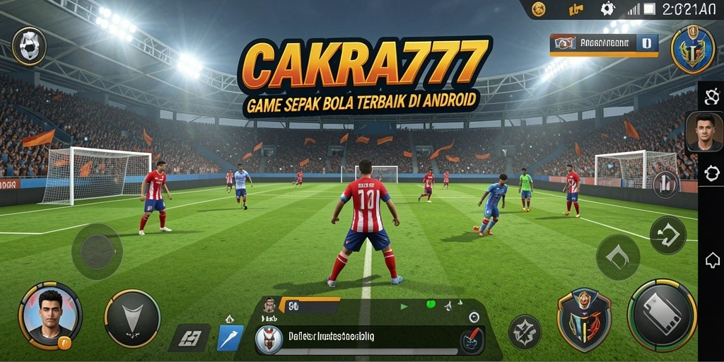 Tampilan gameplay seru dari CAKRA777 yang menampilkan laga sepak bola.