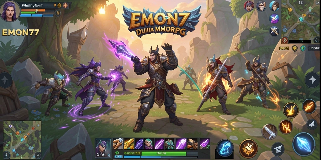 Screenshot EMON77 menampilkan aksi seru dalam petualangan MMORPG.