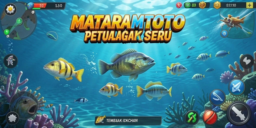 Tampilan gameplay seru dalam MATARAMTOTO dengan aksi menembak ikan.