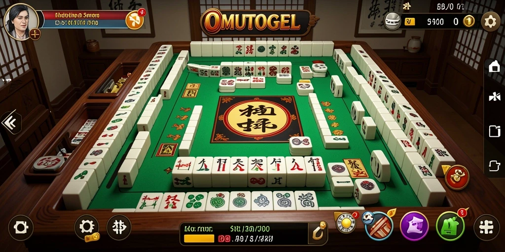 Screenshot gameplay OMUTOGEL dengan tampilan ubin Mahjong yang menarik.