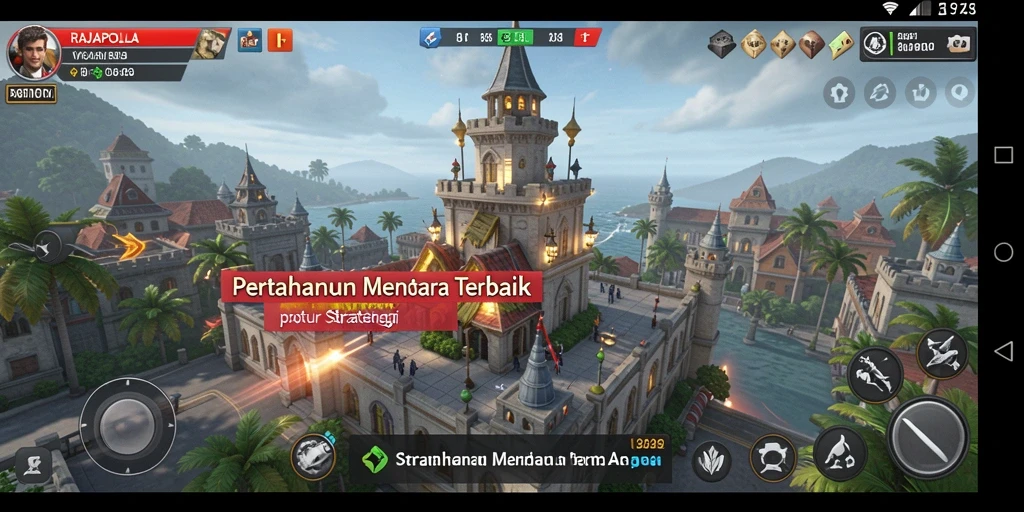 Tangkapan layar menunjukkan strategi menara dalam pertempuran Tower Defense.