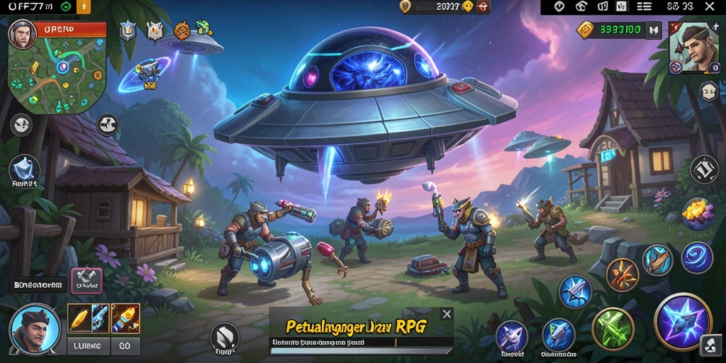 Tangkapan layar gameplay UFO77 menampilkan aksi RPG yang mendebarkan.
