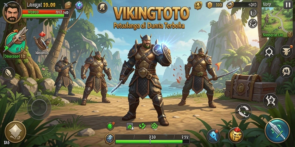 Tangkapan layar gameplay VIKINGTOTO yang menunjukkan petualangan seru di dunia terbuka.