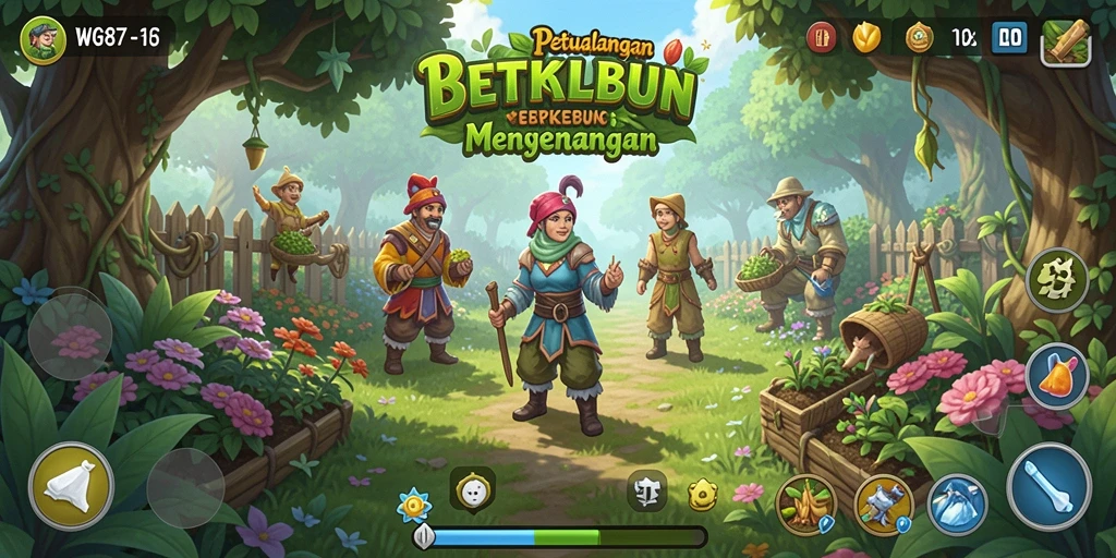 Tangkapan layar gameplay <strong>WG87</strong> menampilkan aktivitas berkebun yang menarik.